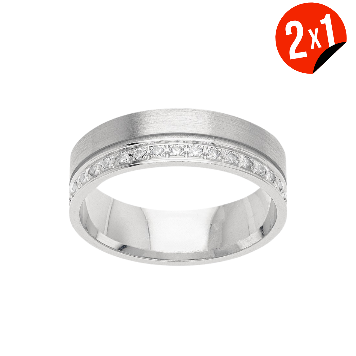 Argolla Oro 14K Blanco Zirconia