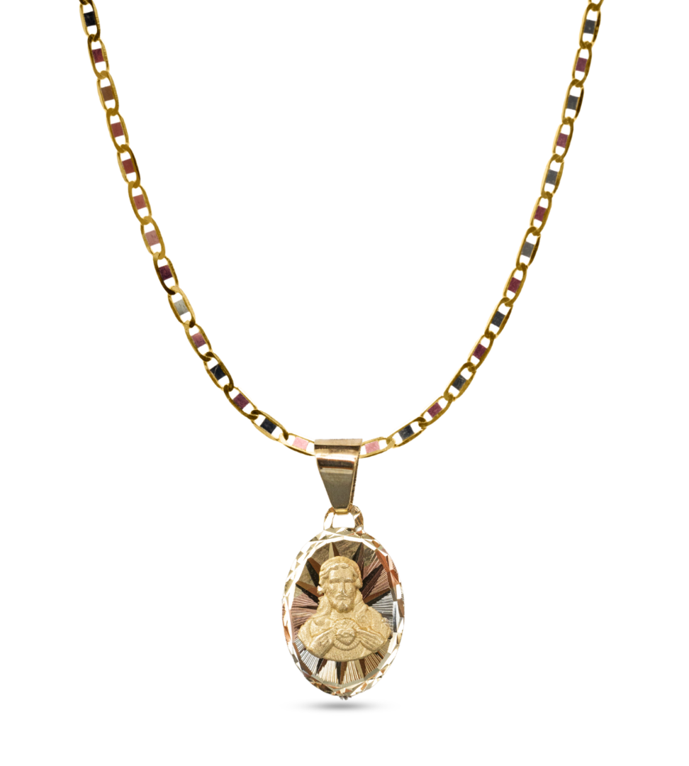 Cadena y Medalla Chica Sagrado Corazón Niño 14k