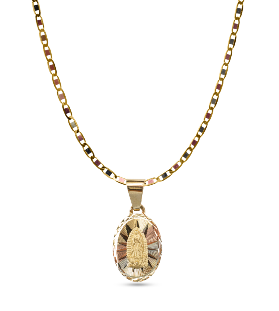 Cadena y Medalla Chica Virgen 14k