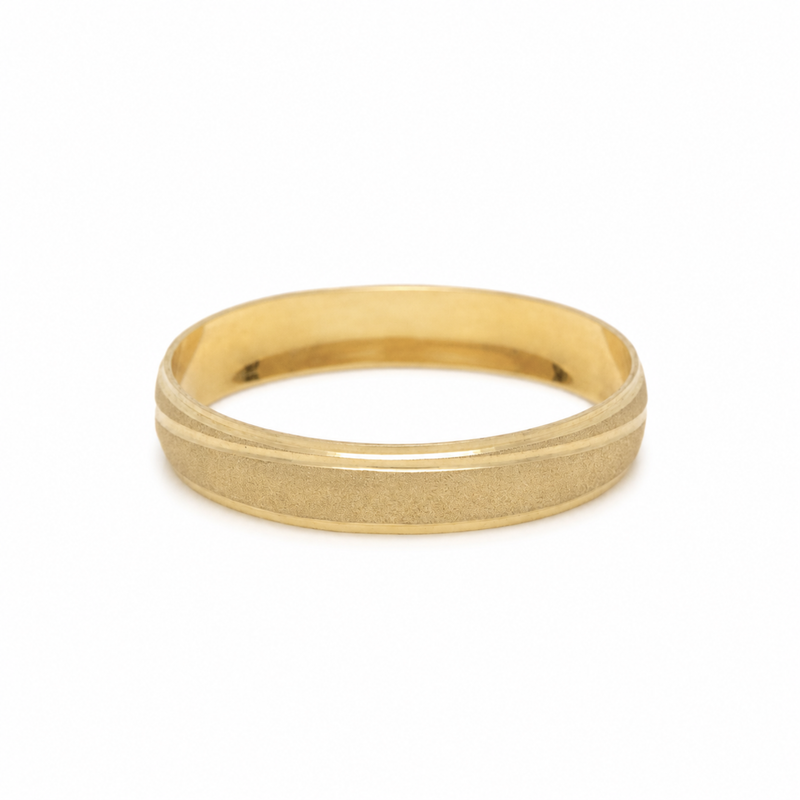 Argolla De Matrimonio Oro Amarillo 10k 4mm Arenado