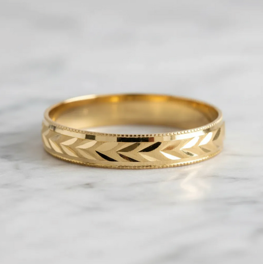 Argolla De Matrimonio Oro Amarillo 10k 4mm Flechas
