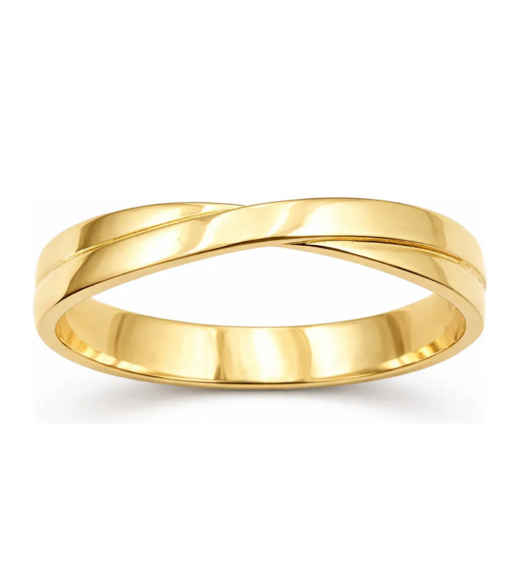 Argolla De Matrimonio Moño Lisa Plata 950 Con Chapa De Oro