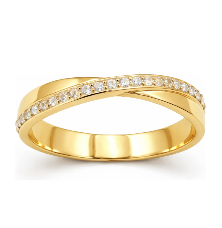 Argolla De Matrimonio Zirconia Plata 950 Con Chapa De Oro