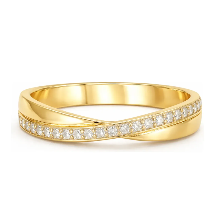 Argolla De Matrimonio Zirconia Plata 950 Con Chapa De Oro