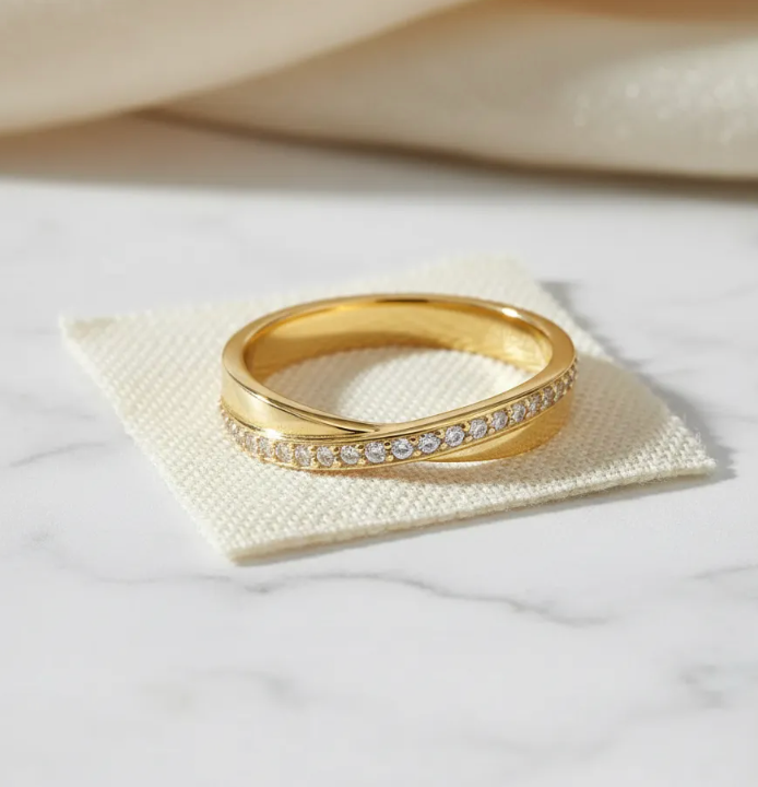 Argolla De Matrimonio Zirconia Plata 950 Con Chapa De Oro