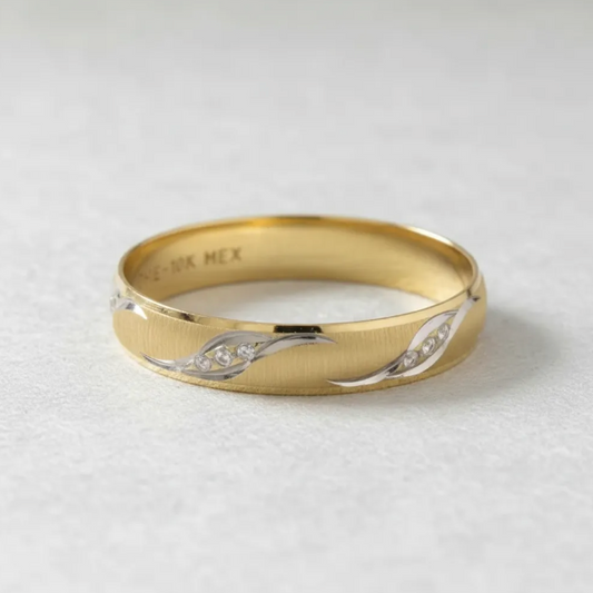Argolla De Matrimonio Oro Amarillo y Blanco 10k 4mm