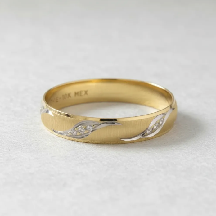 Argolla De Matrimonio Oro Amarillo y Blanco 10k 4mm
