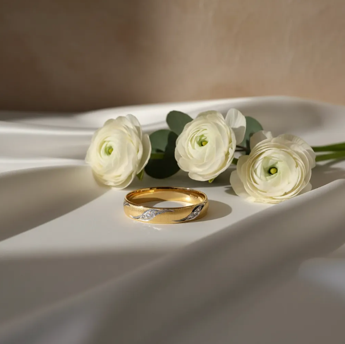 Argolla De Matrimonio Oro Amarillo y Blanco 10k 4mm