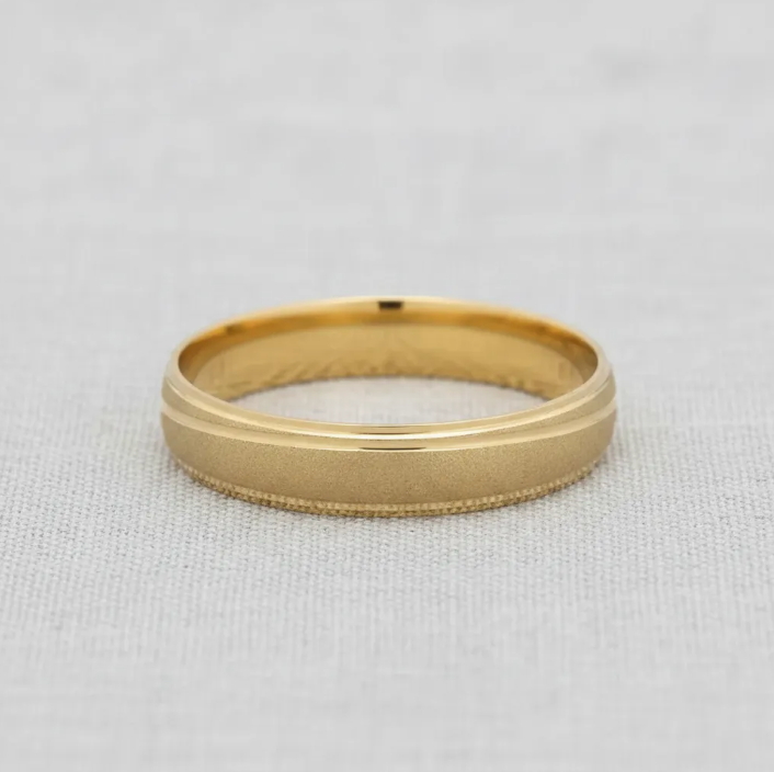 Argolla De Matrimonio Oro Amarillo 10k 4mm Arenado