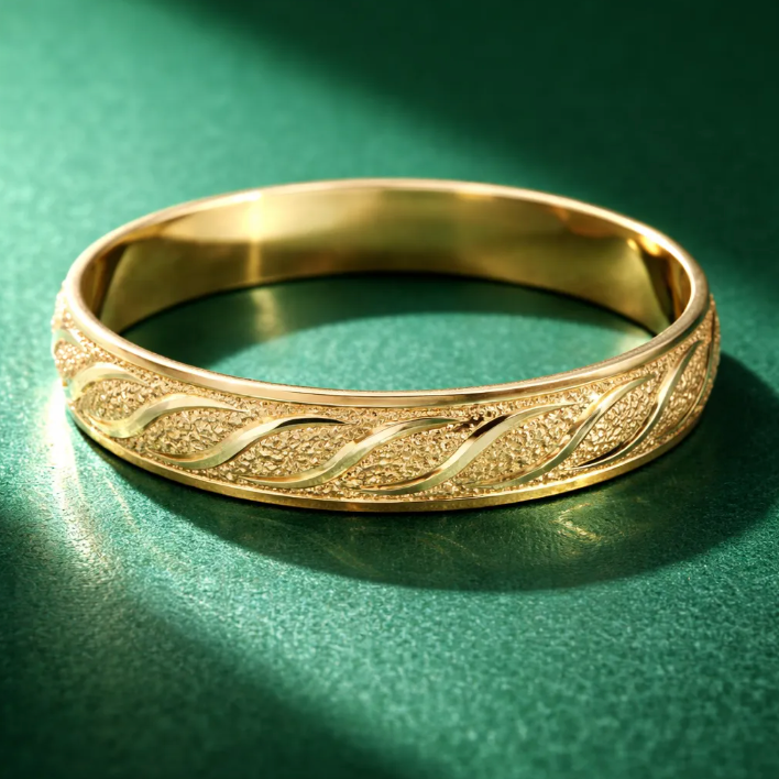 Argolla De Matrimonio Oro Amarillo 10k 4mm Arenado Olas