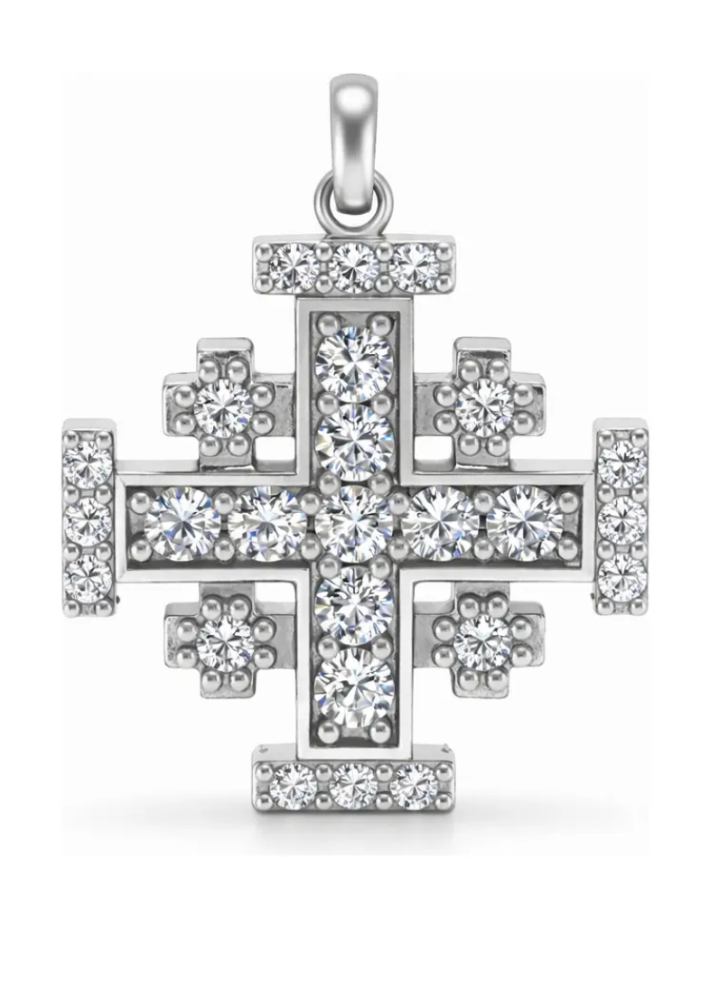Dije Y Cadena Cruz Jerusalem Plata.950 Brillante Minimalista