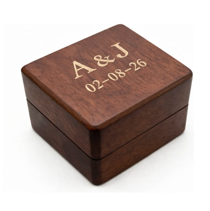 Caja De Nogal Para Argollas Personalizable