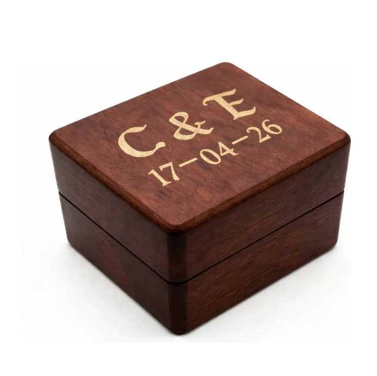 Caja De Nogal Para Argollas Personalizable