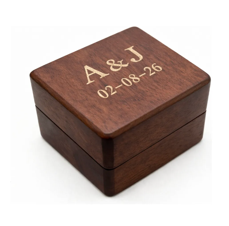 Caja De Nogal Para Anillos Personalizable