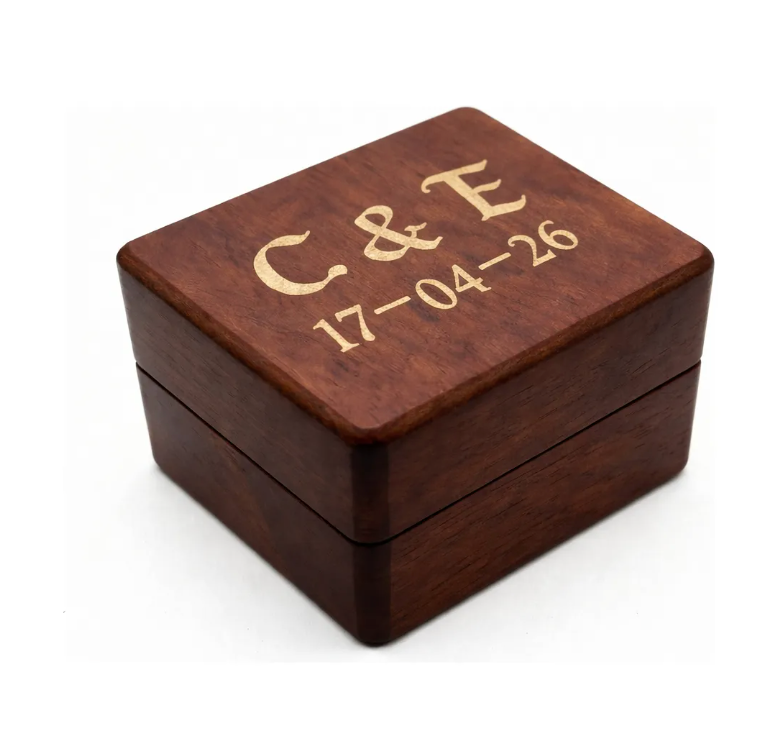 Caja De Nogal Para Anillos Personalizable