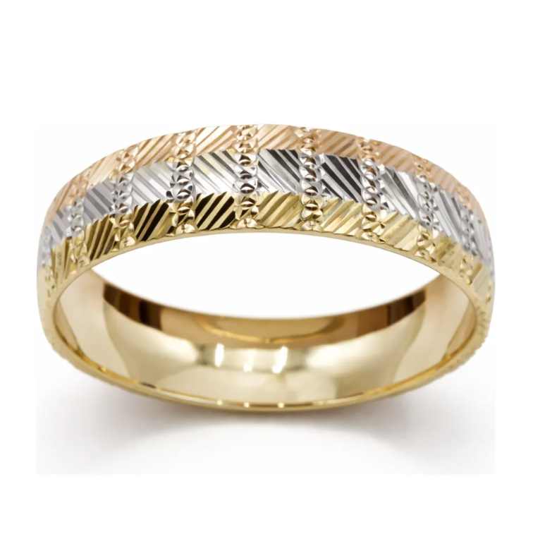 Argolla De Matrimonio Oro Amarillo 8k 4mm Tricolor