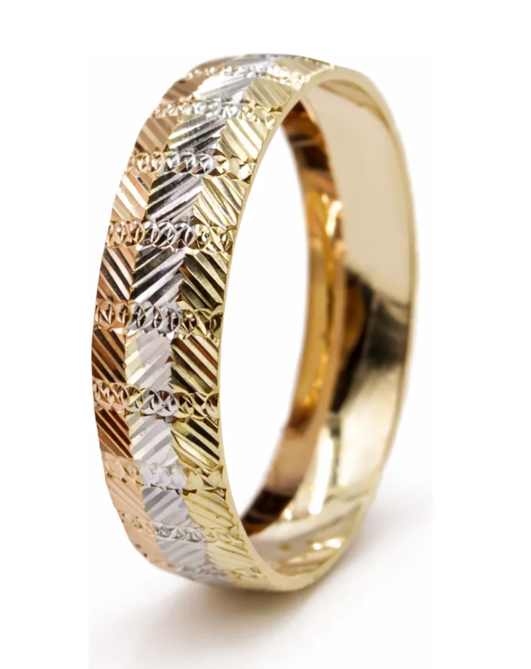Argolla De Matrimonio Oro Amarillo 8k 4mm Tricolor