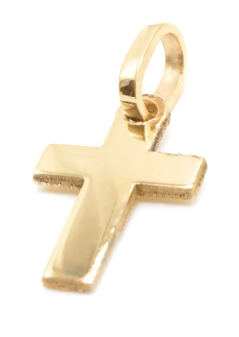 Dije Cruz Liso Y Cadena Bautizo Oro 10k