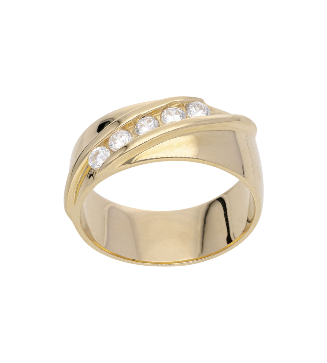 Argolla Oro Zirconia Diagonal 7mm