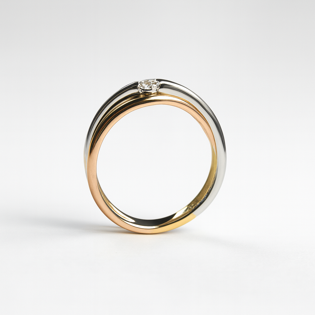 Anillo Triple Solitario con Diamante